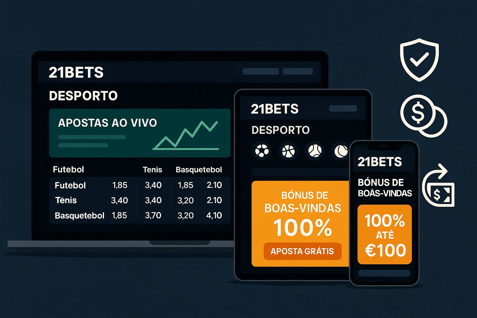 Aposte em apostas esportivas no cassino online 21BETS